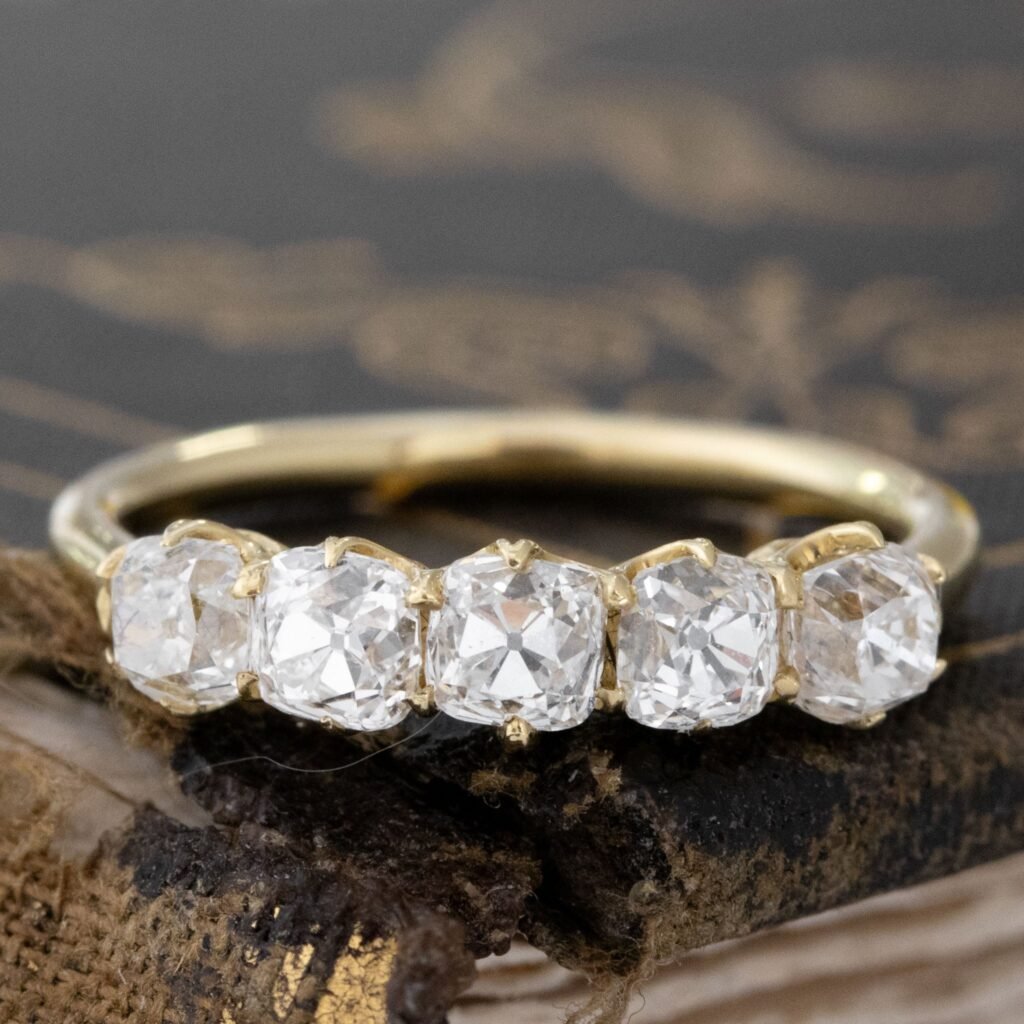 1.47ctw Old Mine Cut Diamond 5-Stone Band