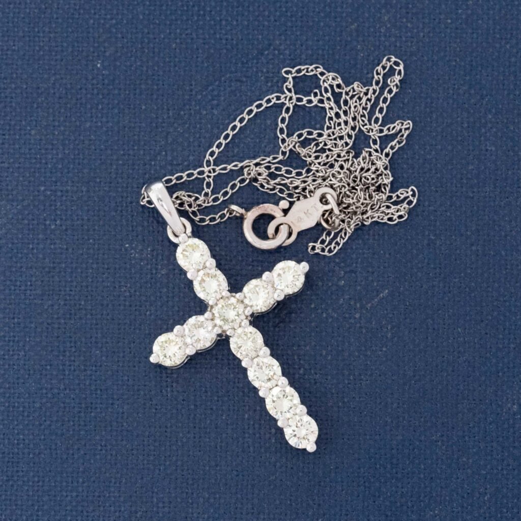 1.30ctw Round Brilliant Cut Diamond Cross Pendant