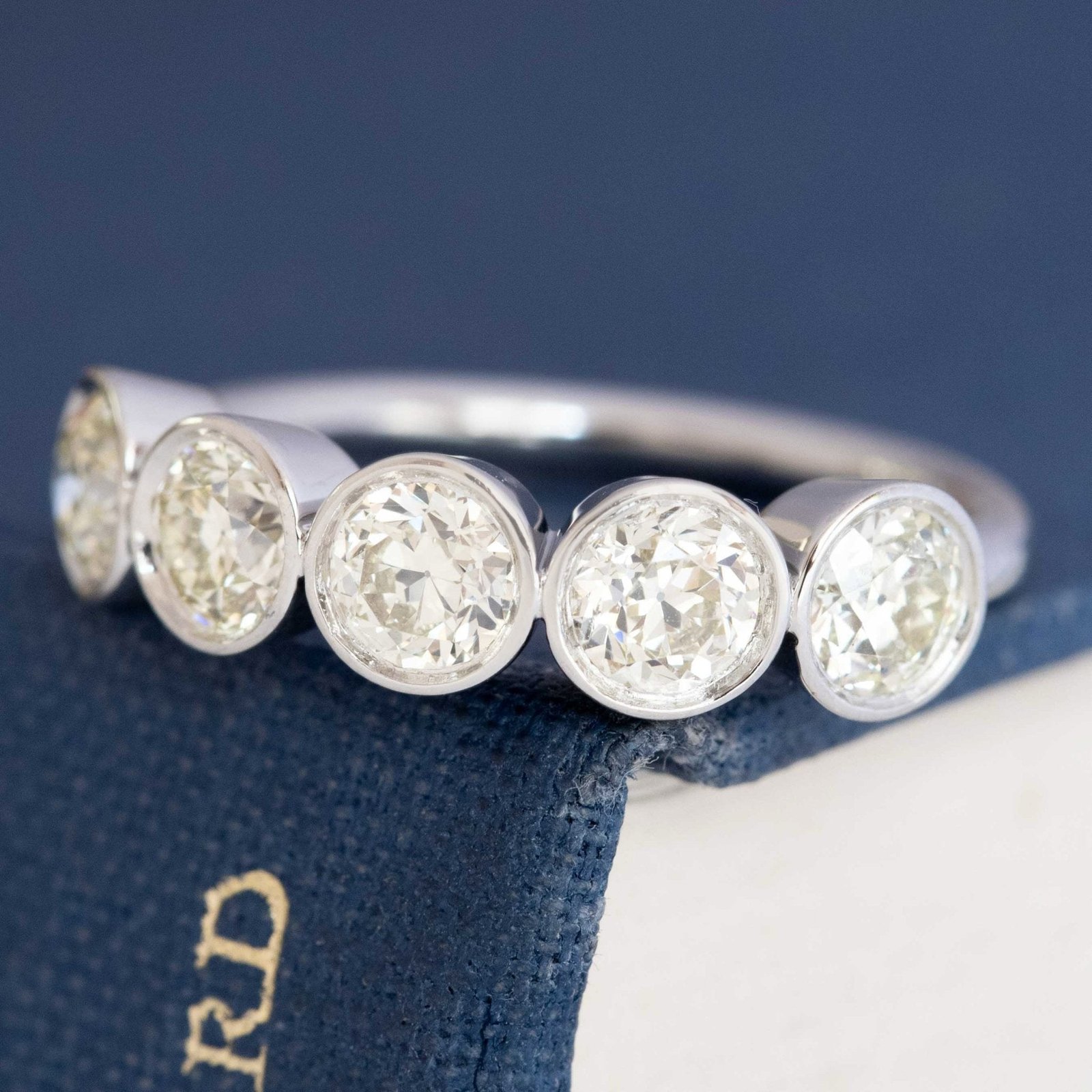 1.51ct Old European Cut Diamond 5-Stone Bezel Band - Image 4