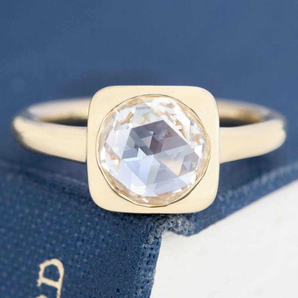 1.53ct Round Rose Cut Diamond Frame Ring, GIA