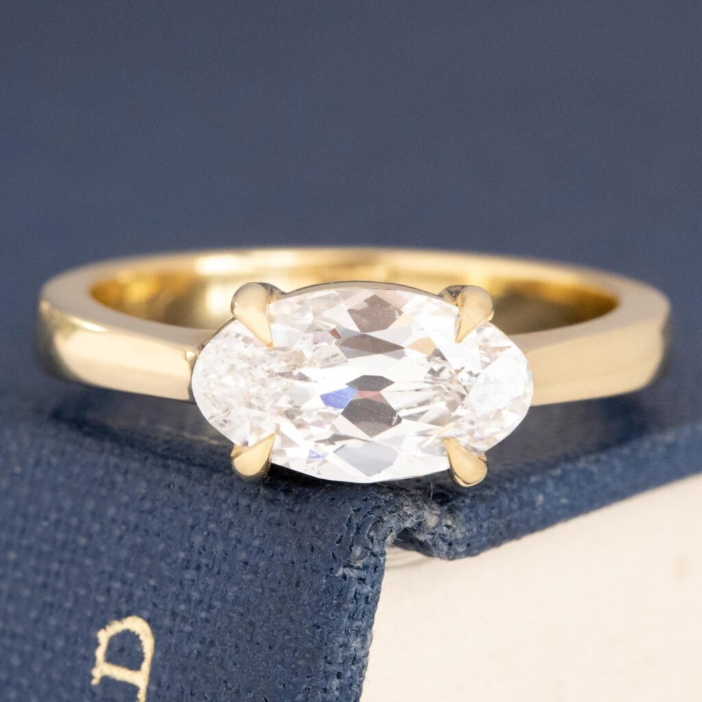 1.58ct Vintage Moval Cut Diamond Solitaire Ring, GIA