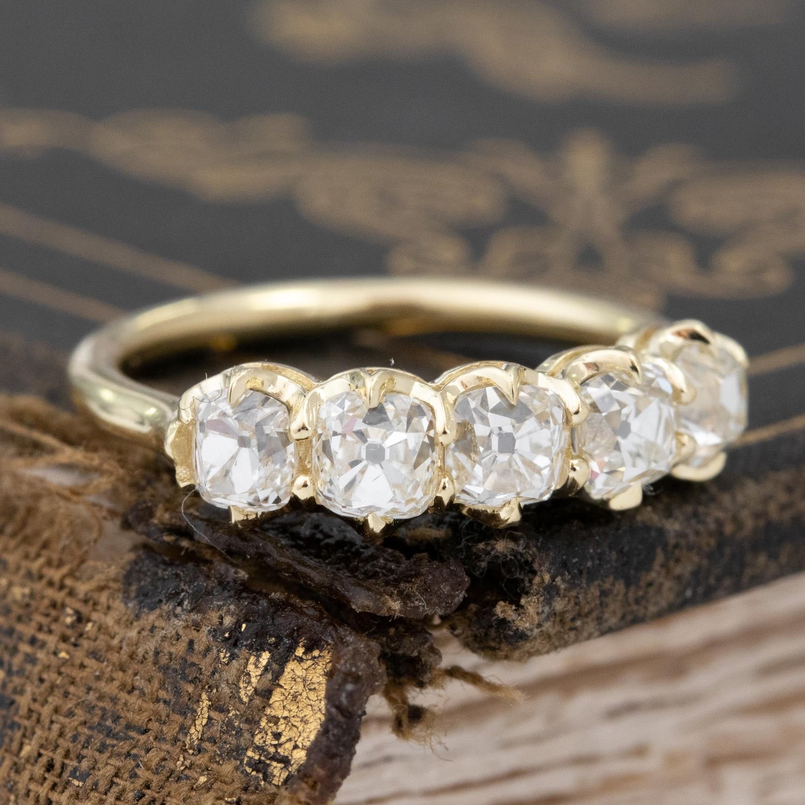 1.58ctw Old Mine Cut Diamond 5-Stone Band - Image 3