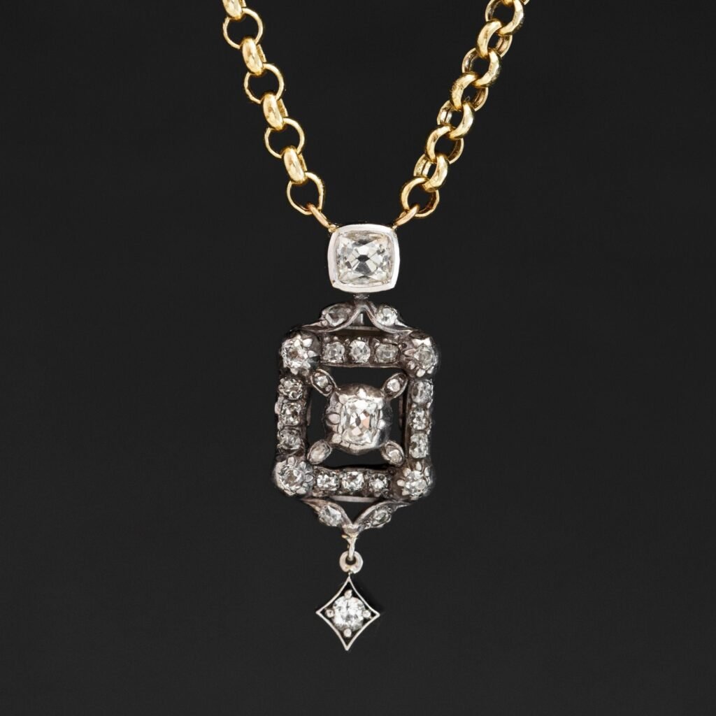 1.60ctw Antique Old Mine Cut Diamond Necklace
