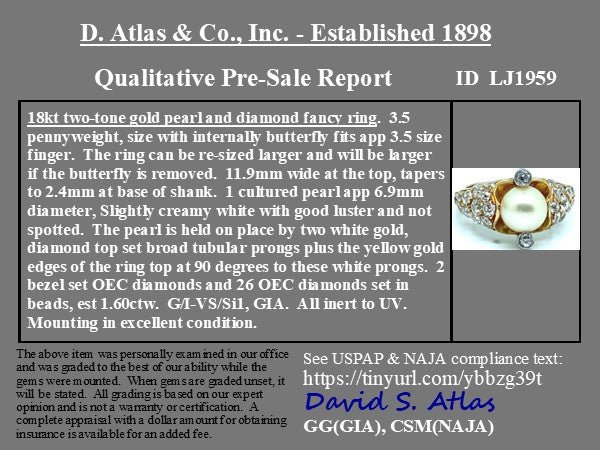 1.60ctw Vintage Pearl & Diamond Ring - Image 3