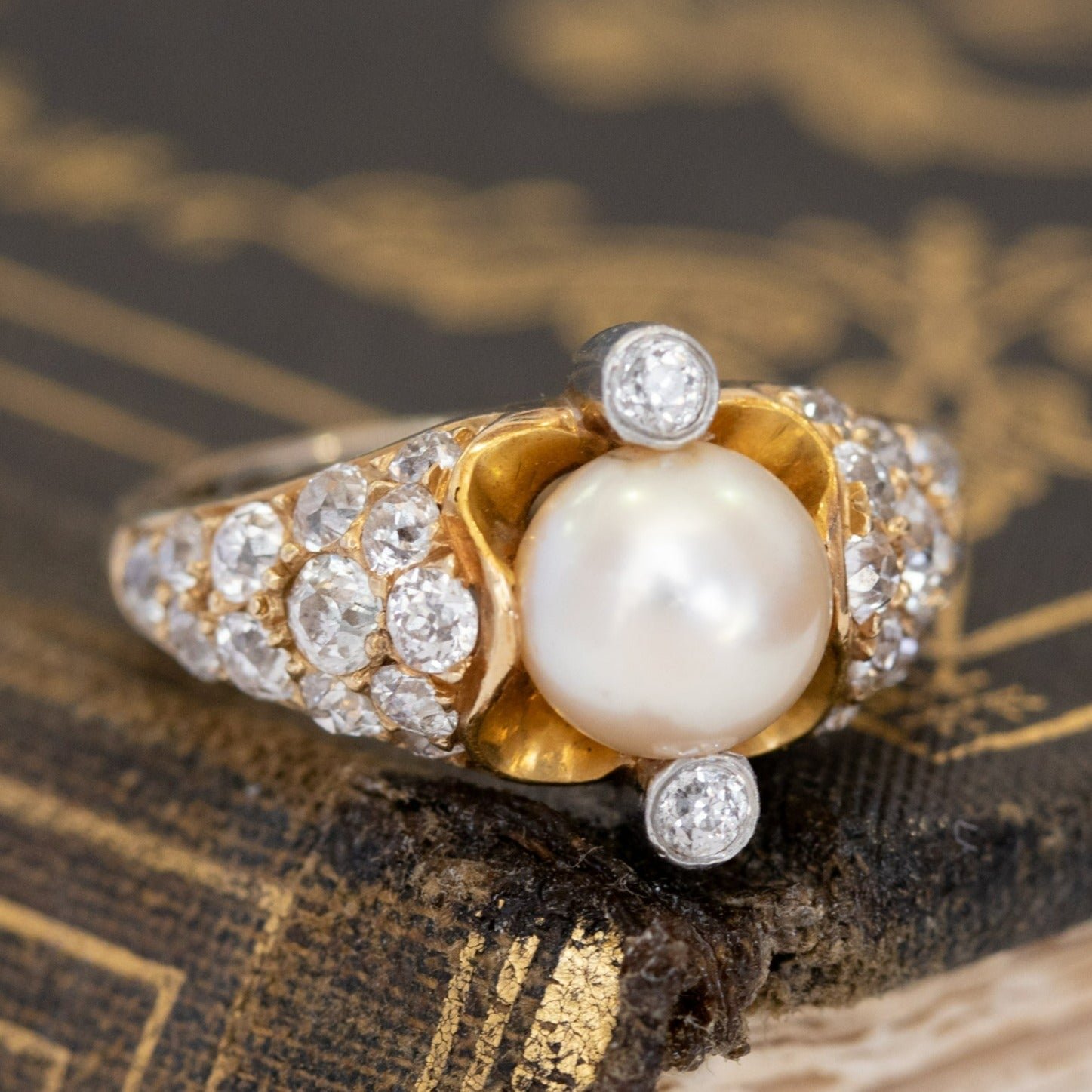 1.60ctw Vintage Pearl & Diamond Ring - Image 4