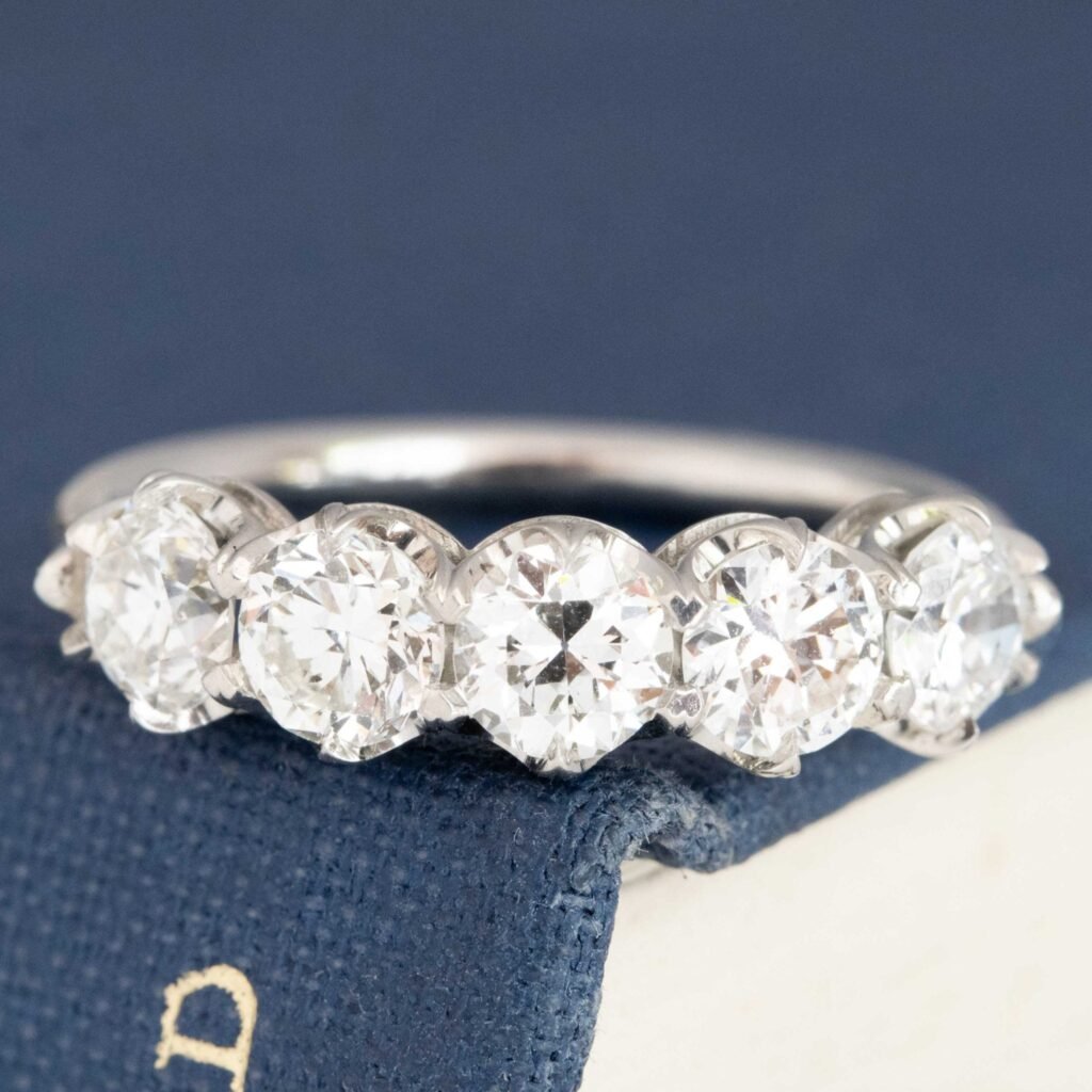 1.61ctw Old European Cut Diamond 5-Stone Band