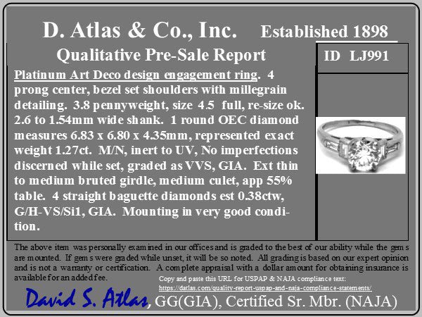 1.65ctw Art Deco Old European Cut Diamond Ring - Image 4