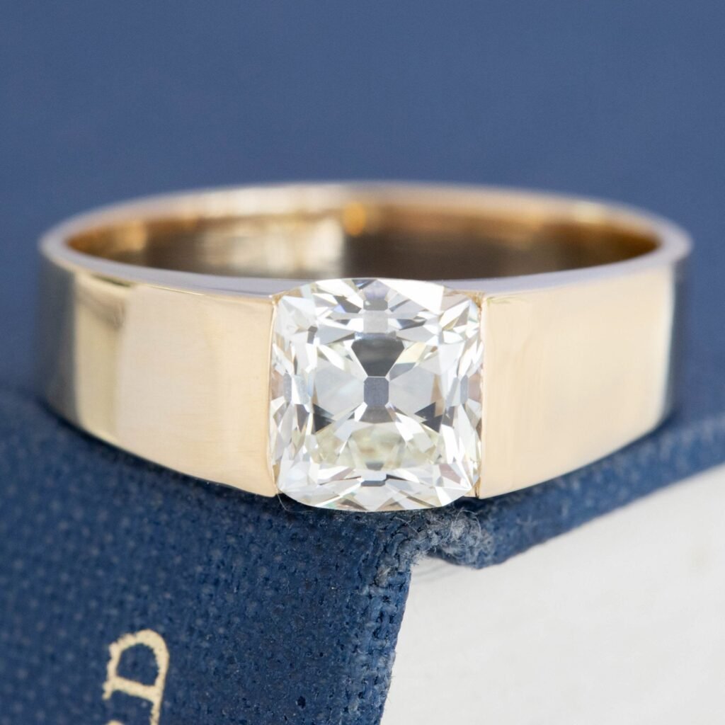 1.66ct Cushion Cut Diamond Half-Bezel Solitaire, GIA