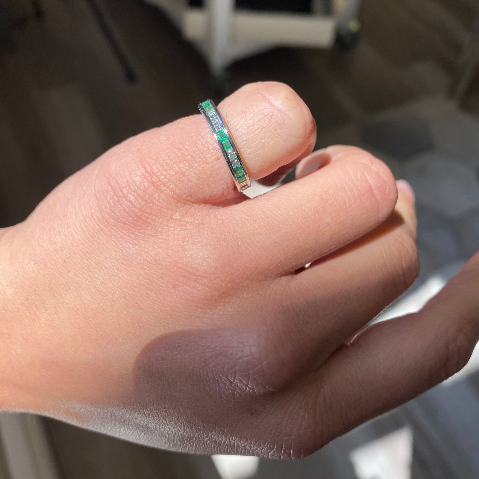 1.66ctw Emerald & Step Cut Diamond Eternity Band - Image 2