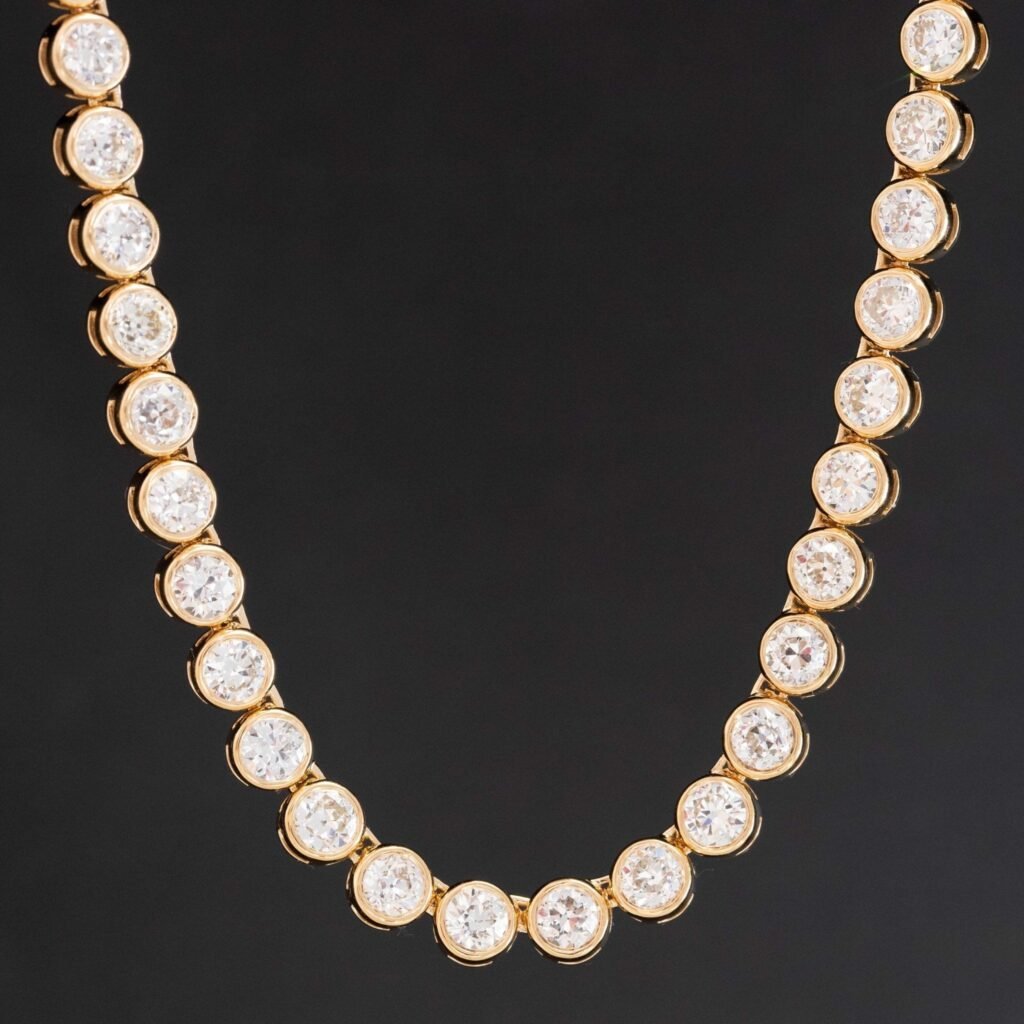 16.70ctw Old European Cut Diamond Bezel Tennis Necklace