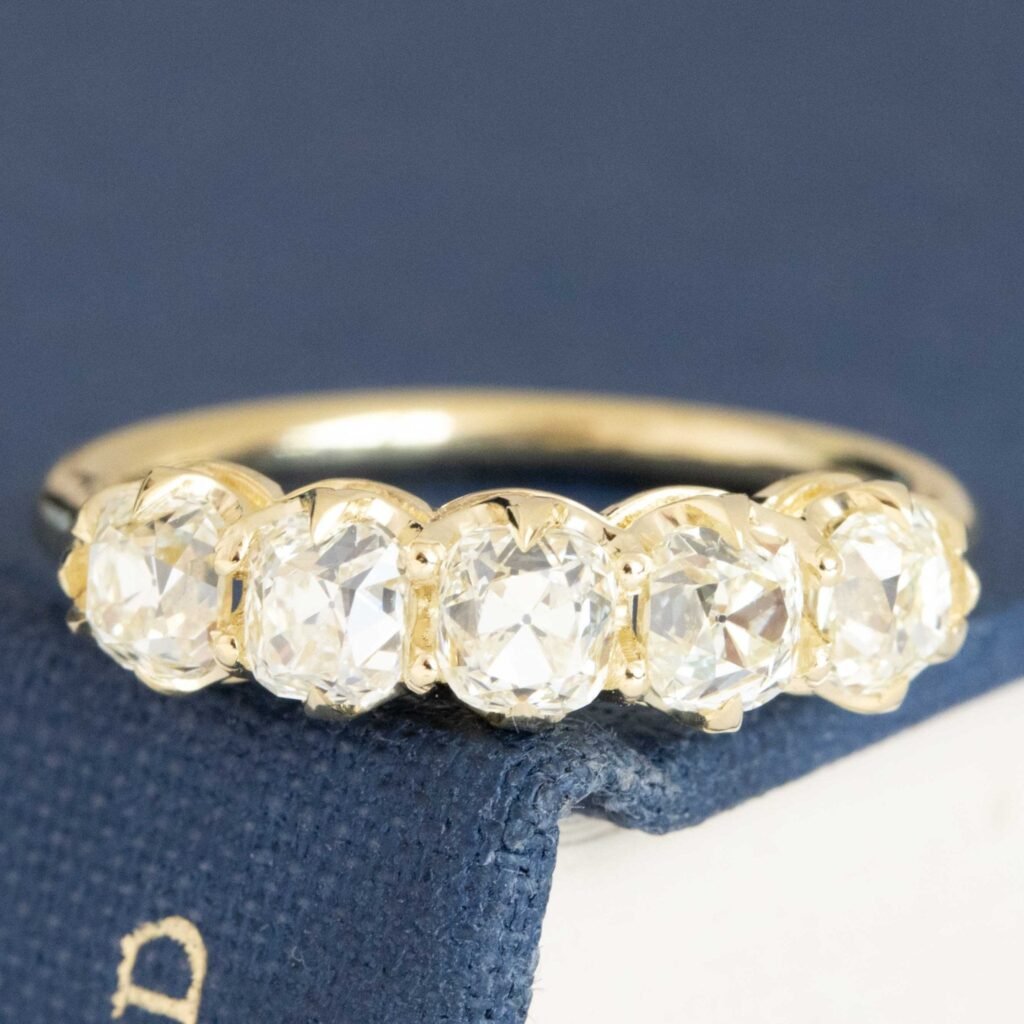 1.68ctw Old Mine Cut Diamond 5-Stone Band