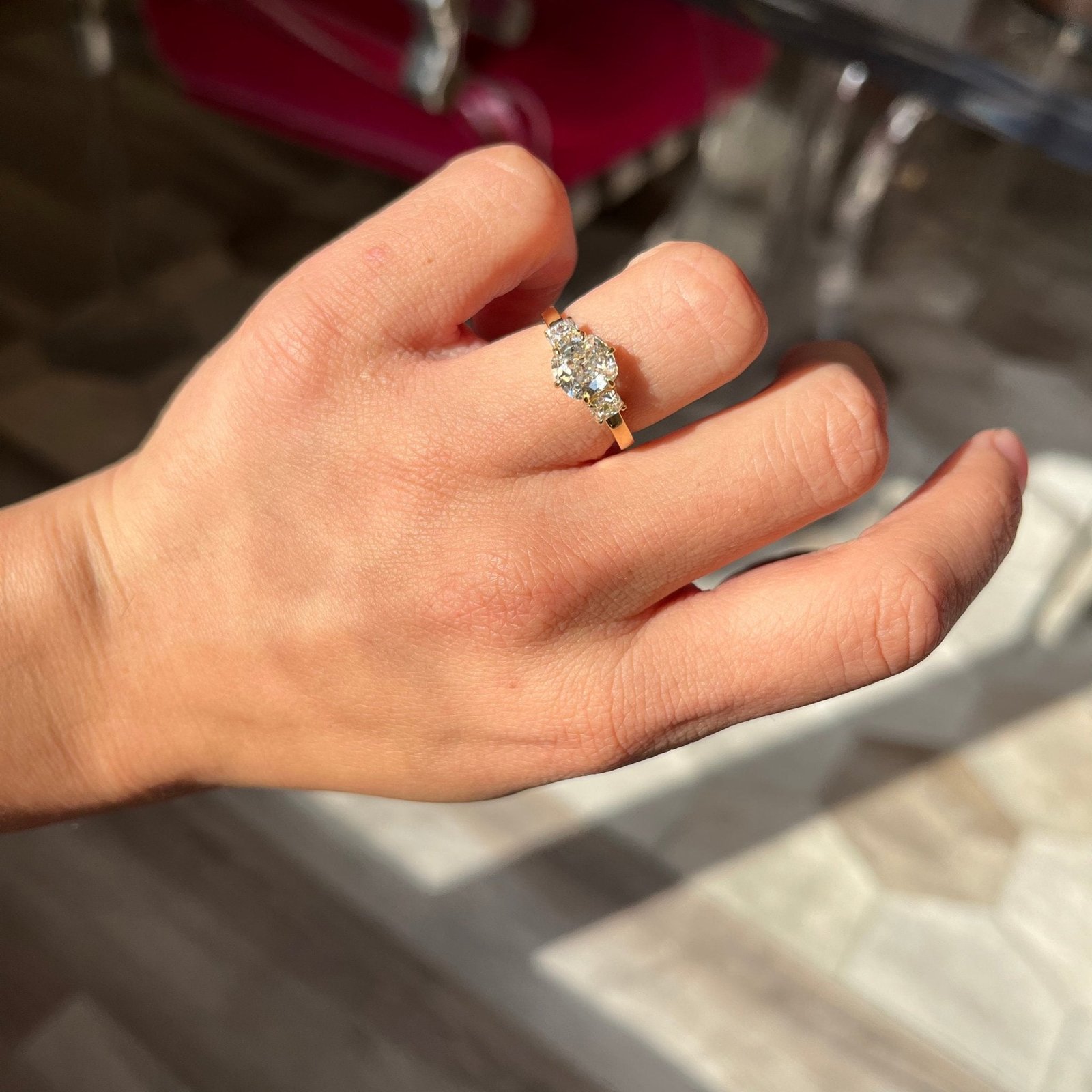 1.69ctw Old Mine Cut Diamond Trilogy Ring - Image 2