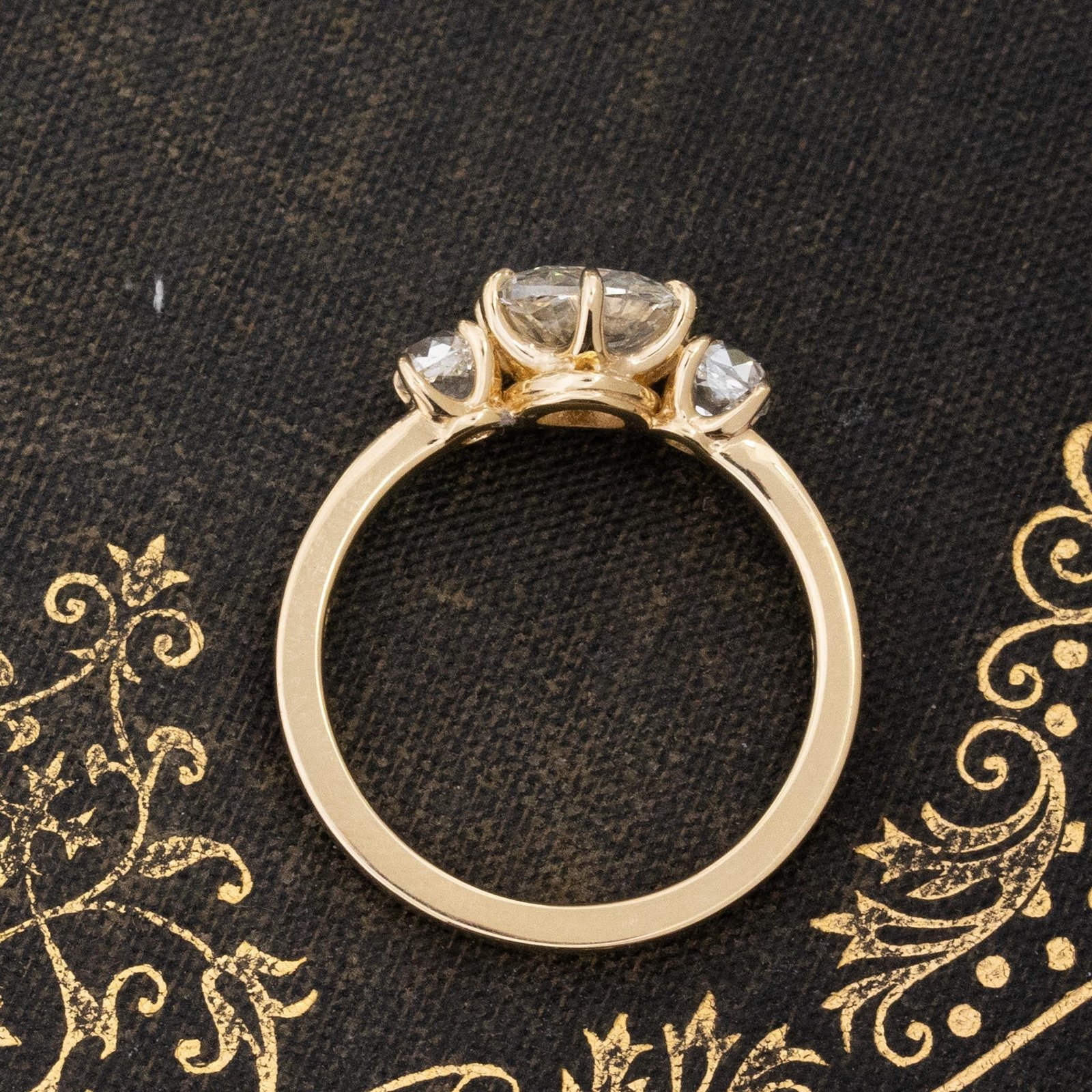 1.69ctw Old Mine Cut Diamond Trilogy Ring - Image 5