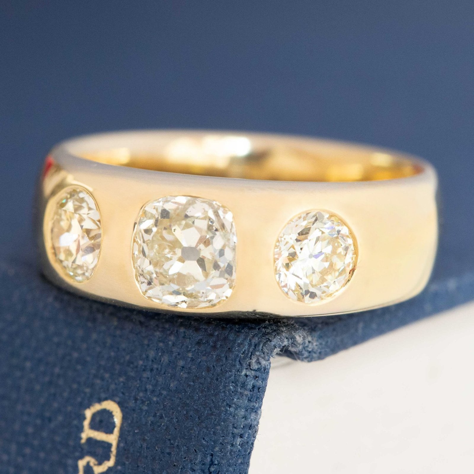 1.70ctw Old Mine & Old European Cut Diamond Three Stone Ring - Image 4