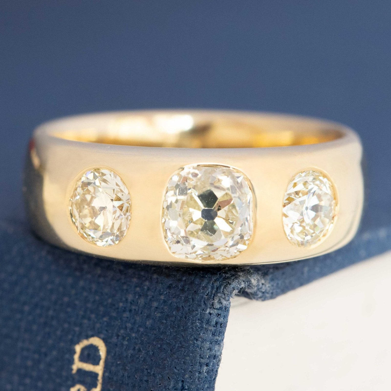 1.70ctw Old Mine & Old European Cut Diamond Three Stone Ring