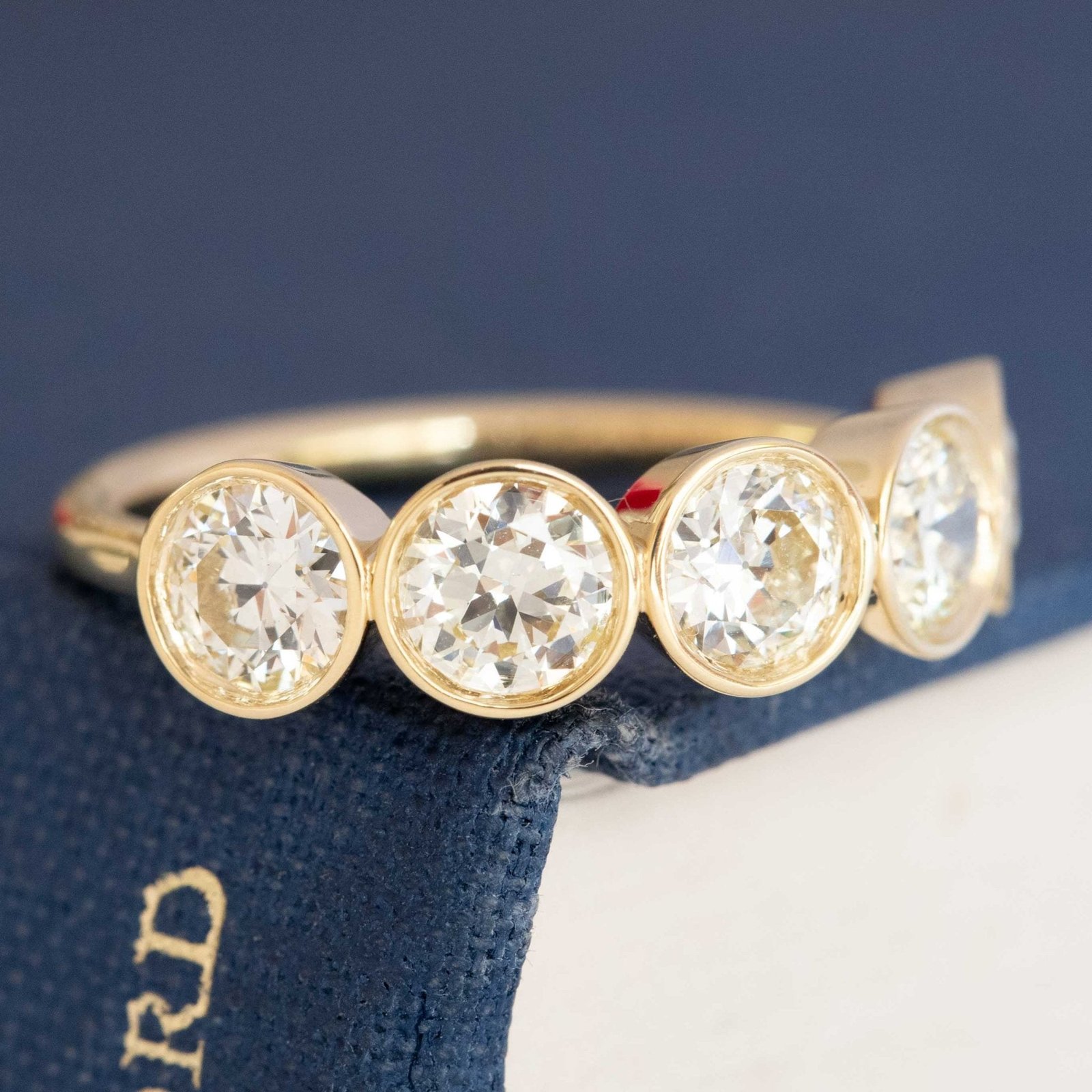 1.72ctw Old European Cut Diamond 5-Stone Bezel Band - Image 3