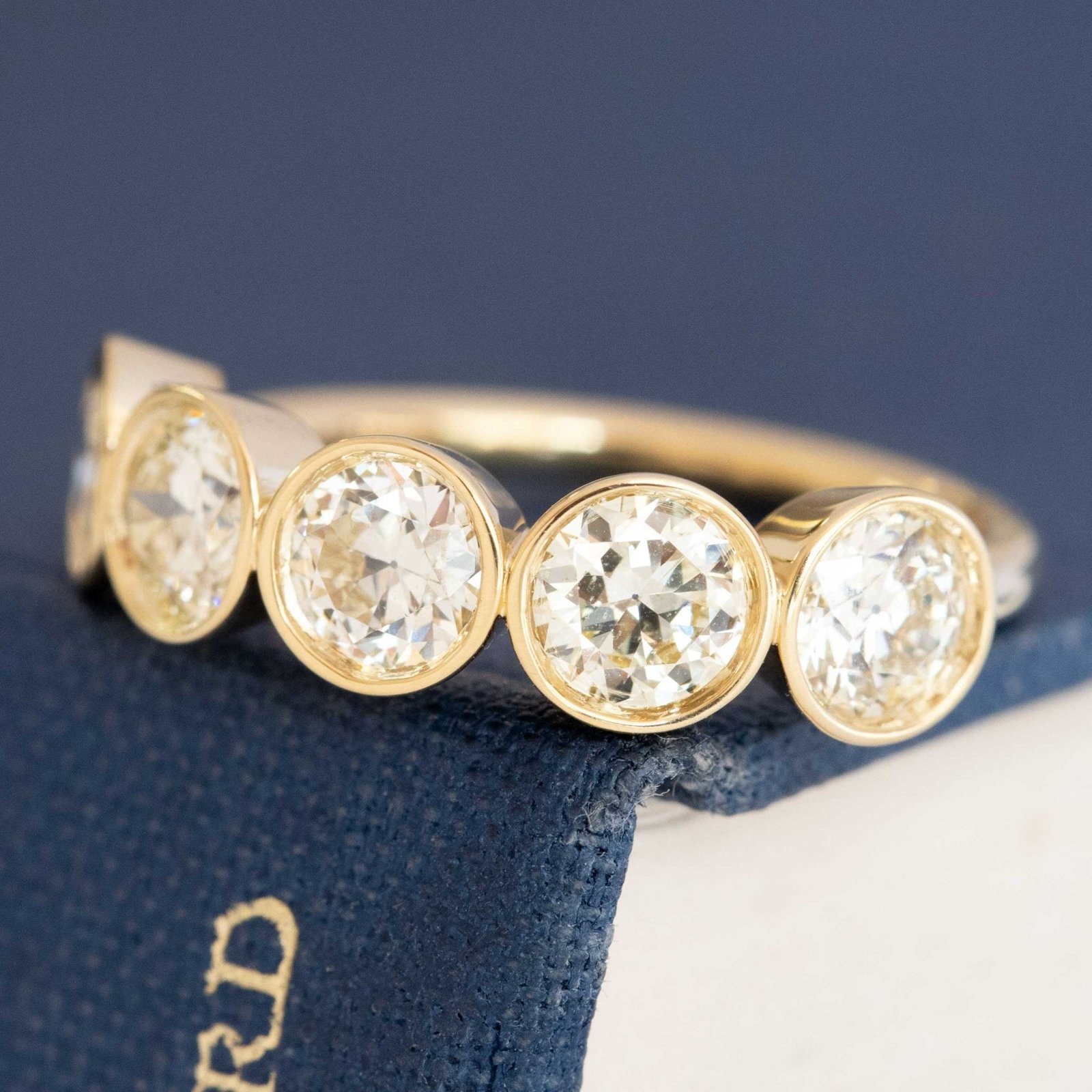 1.72ctw Old European Cut Diamond 5-Stone Bezel Band - Image 4