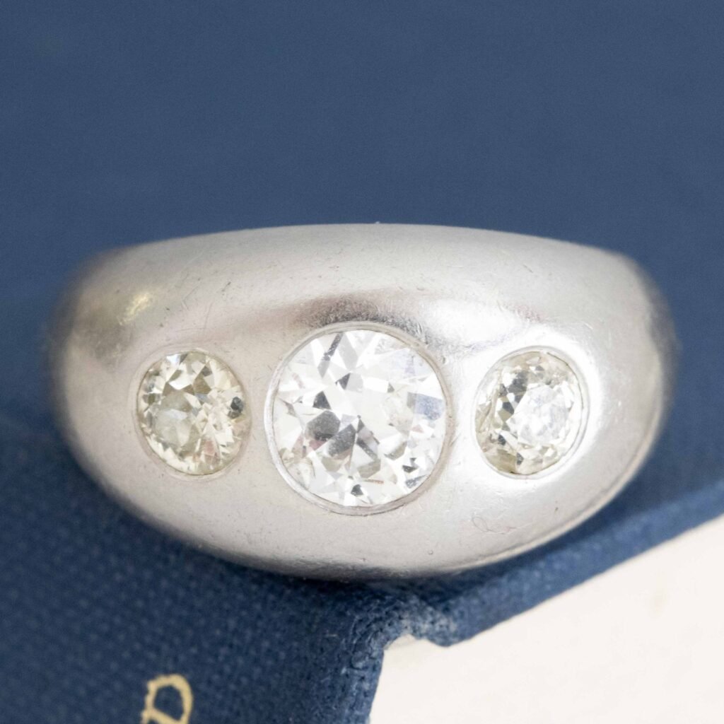 1.72ctw Vintage Old European Cut Diamond Trilogy Ring