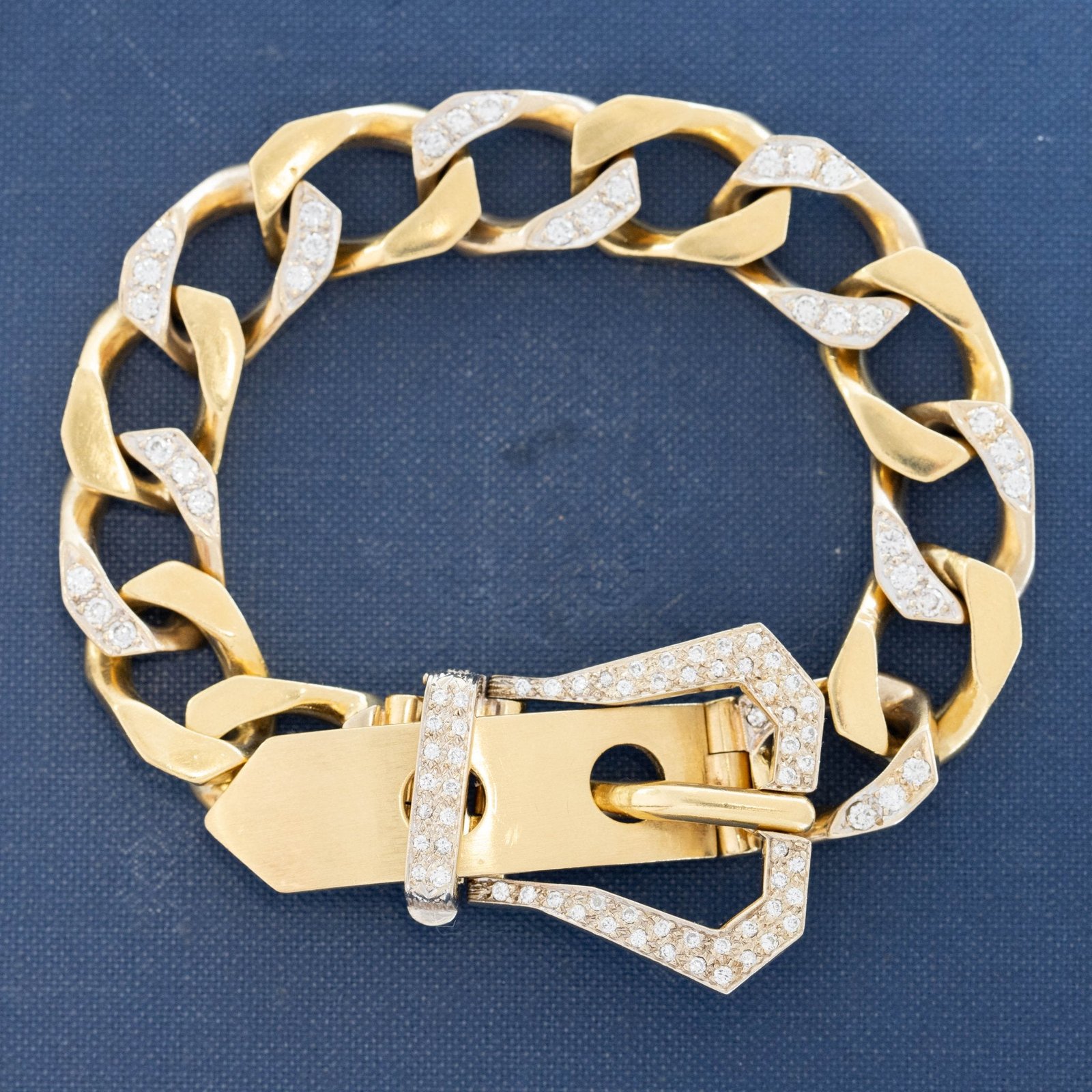 1.80ctw Vintage Diamond Buckle Curb Link Bracelet