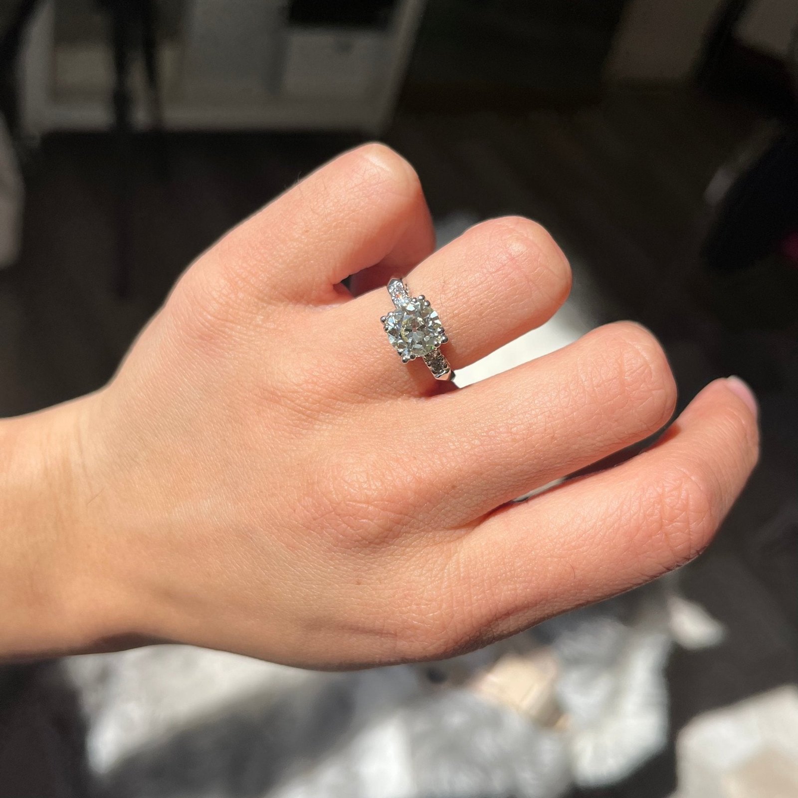 1.81ct Old European Cut Diamond Midcentury Ring - Image 2