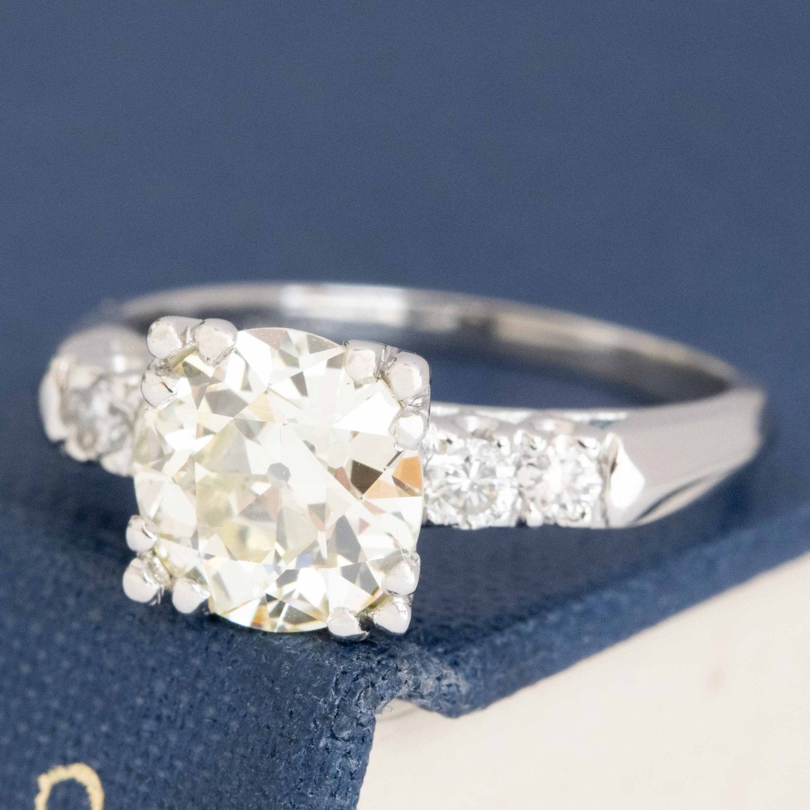 1.81ct Old European Cut Diamond Midcentury Ring - Image 4