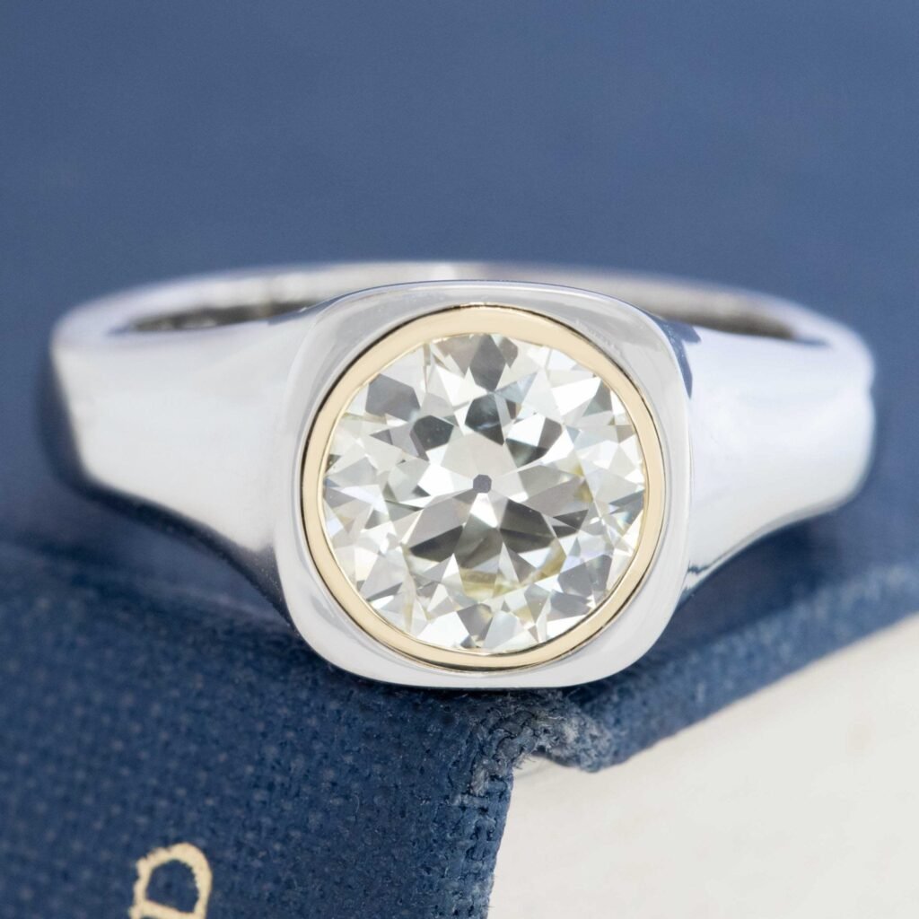 1.83ct Old European Cut Diamond Bezel Ring, GIA