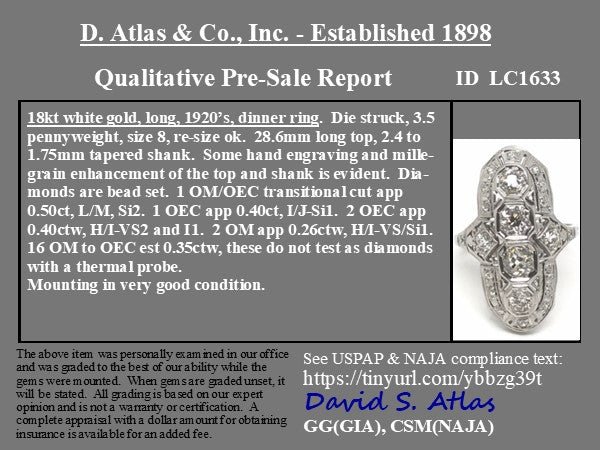 1.91ctw Edwardian Old European Cut Dinner Ring - Image 5