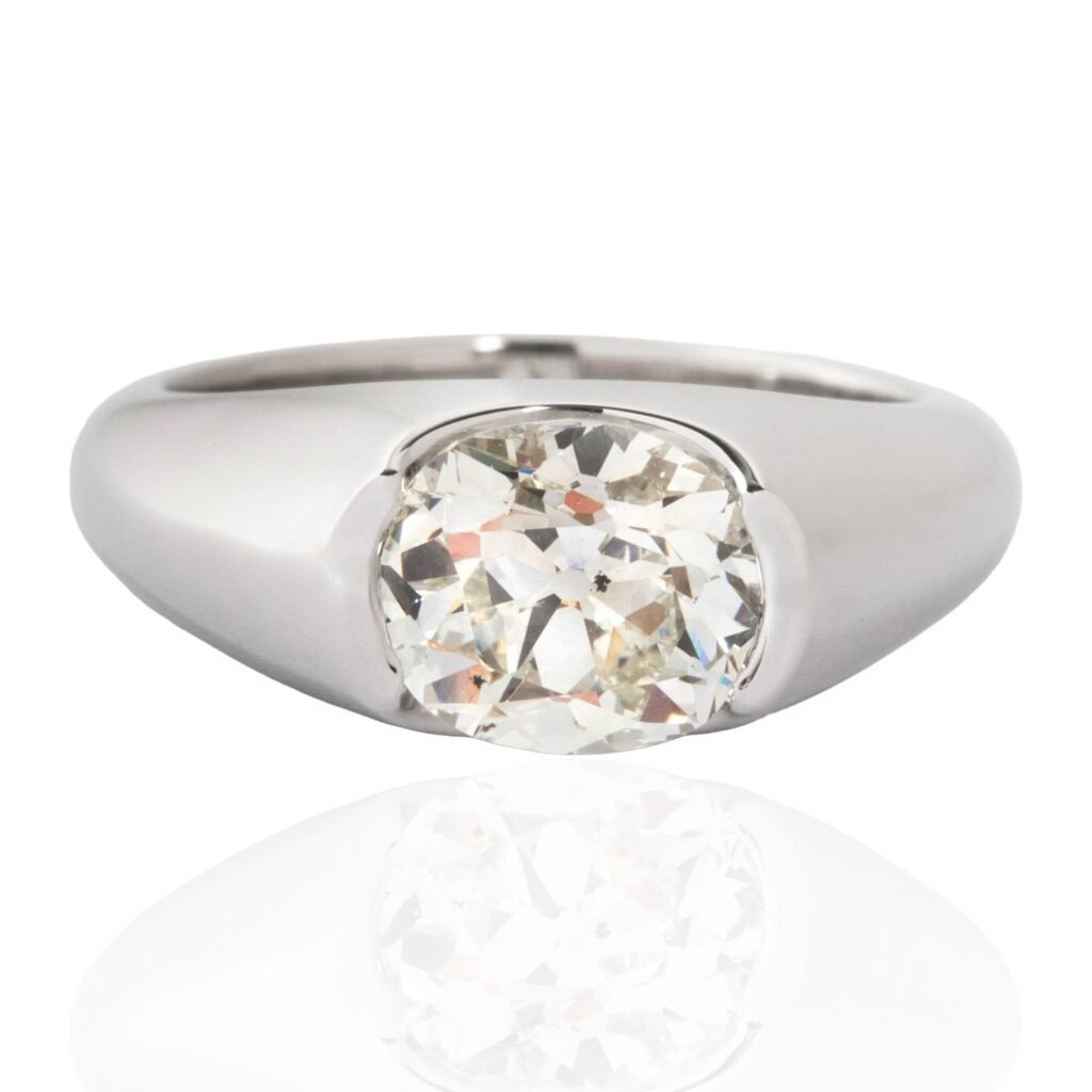 2.07ct Old Mine Cut Diamond Half-Bezel Solitaire, GIA