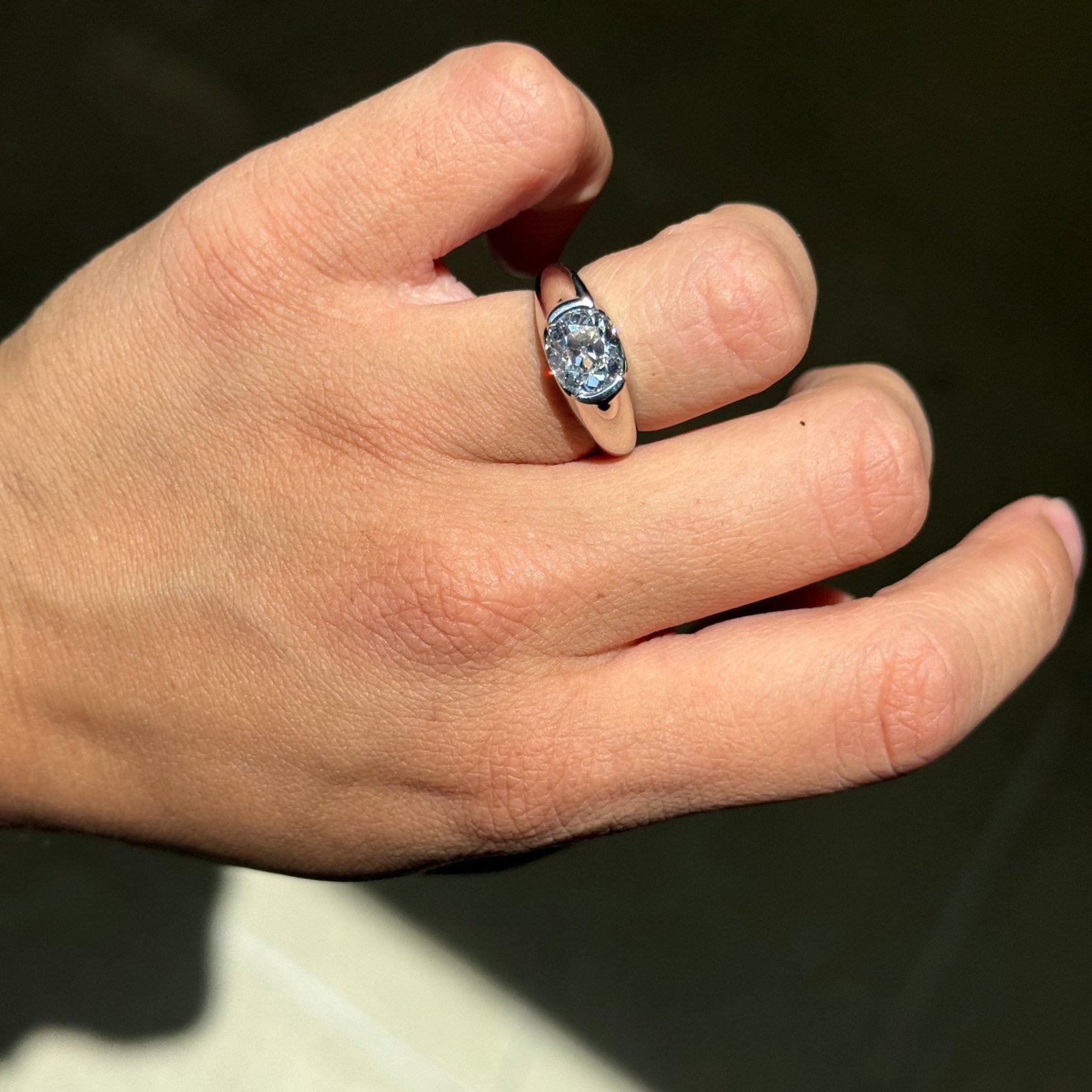 2.07ct Old Mine Cut Diamond Half-Bezel Solitaire, GIA - Image 2