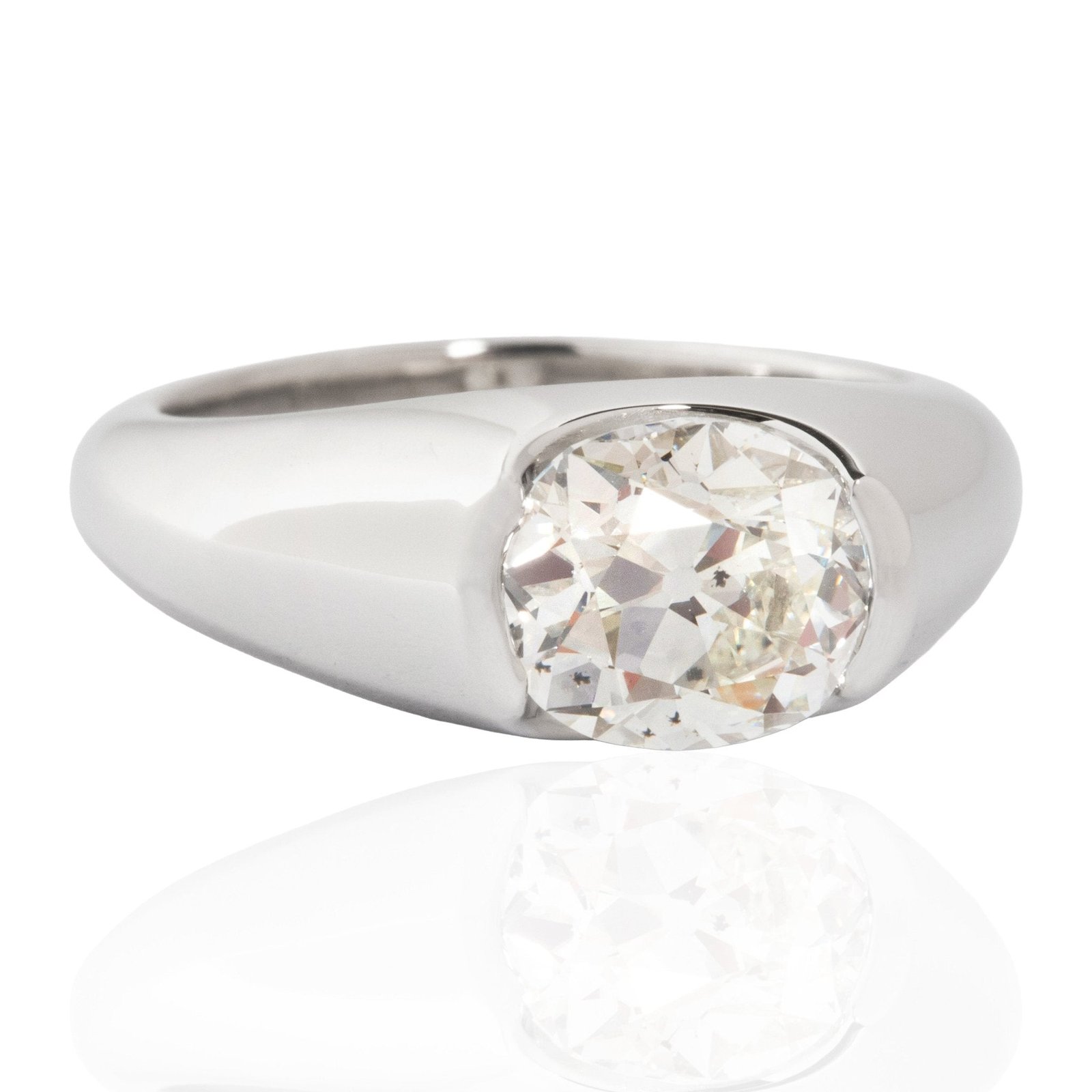 2.07ct Old Mine Cut Diamond Half-Bezel Solitaire, GIA - Image 3