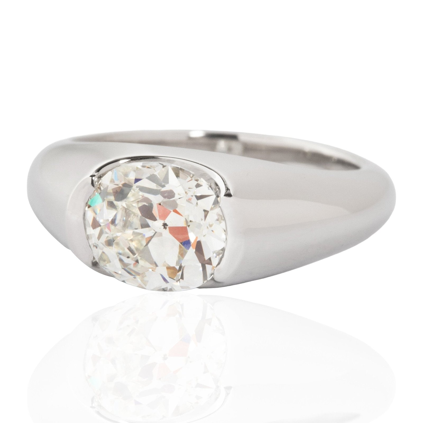 2.07ct Old Mine Cut Diamond Half-Bezel Solitaire, GIA - Image 4