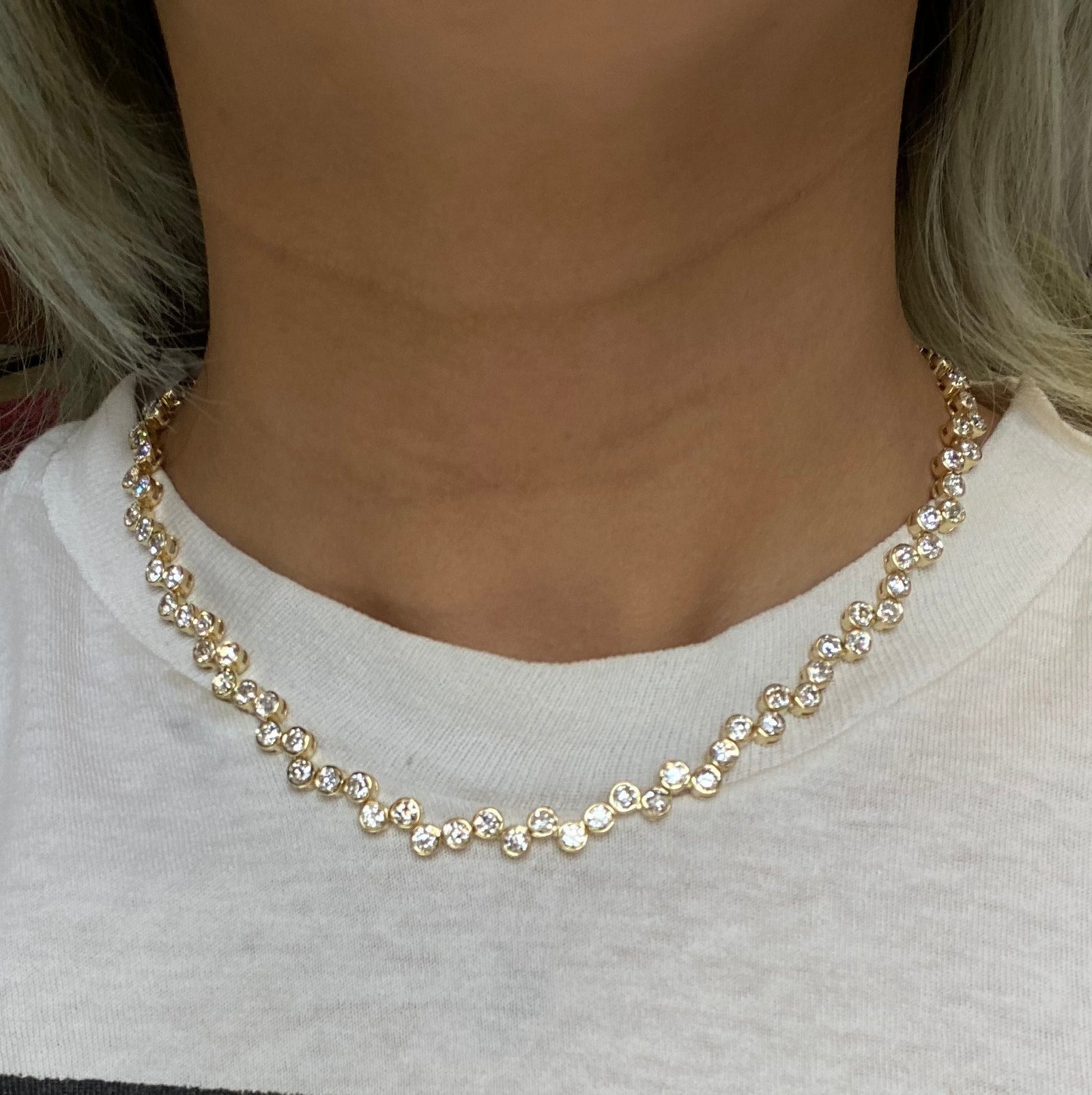 20.01ctw Old European Cut Diamond "Pebble" Bezel Necklace - Image 3