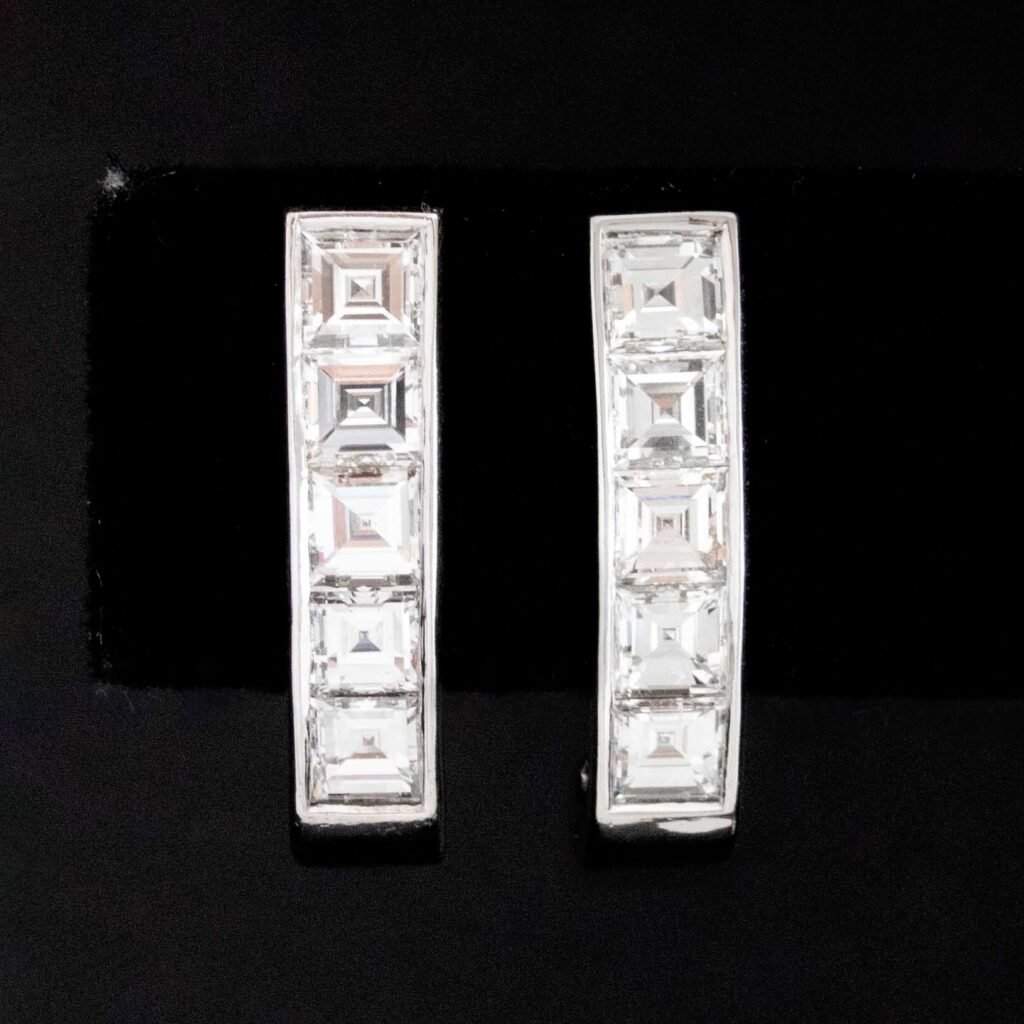2.00ctw Carre Cut Diamond Bar Earrings