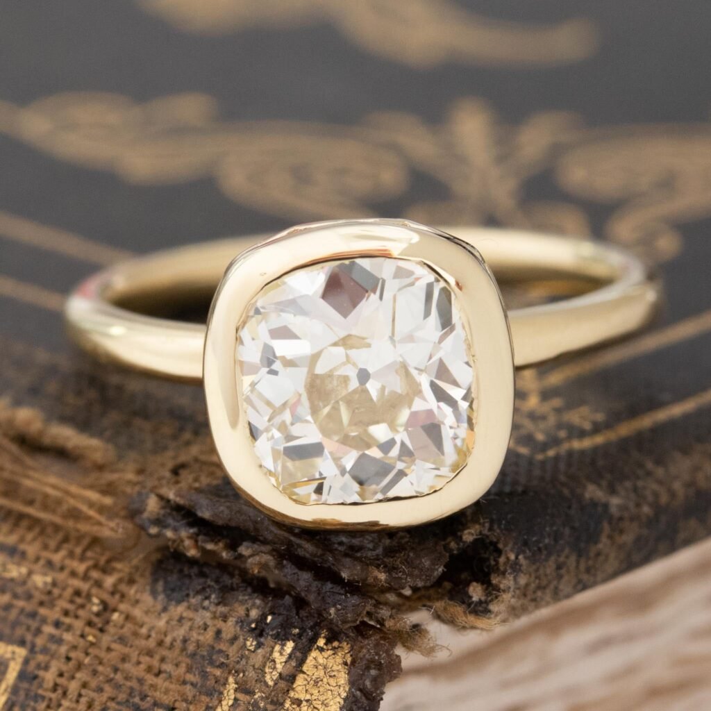 2.01ct Old Mine Cut Diamond Bezel Solitaire