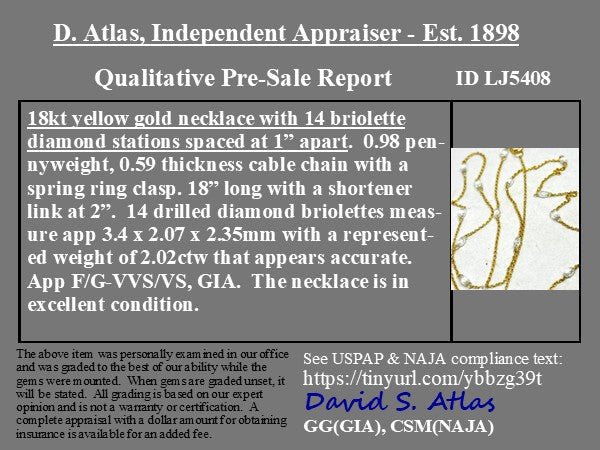 2.02ctw Briolette Cut Diamond Station Necklace - Image 3