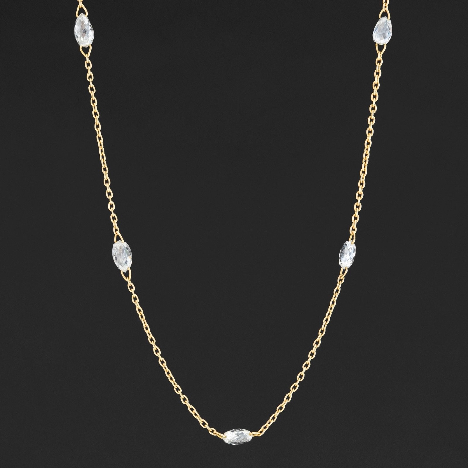 2.02ctw Briolette Cut Diamond Station Necklace