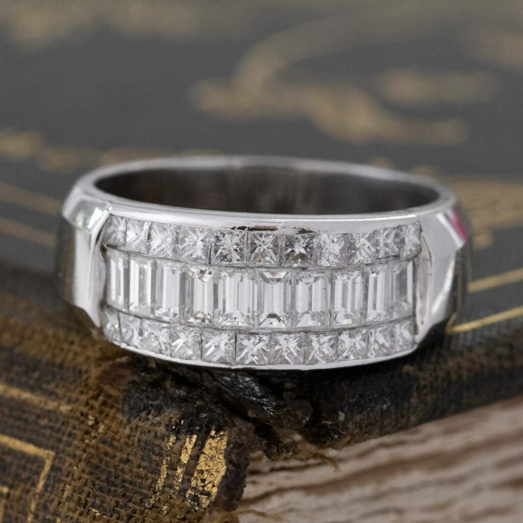 2.05ctw Baguette & Princess Cut Triple Row Diamond Band