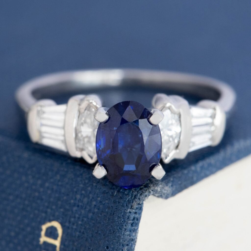 2.08ctw Oval Cut Sapphire & Diamond Ring, GIA