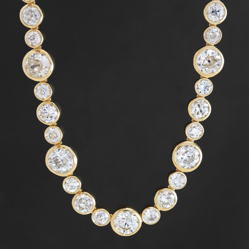 21.27ctw Old European Cut Diamond Bezel Tennis Necklace