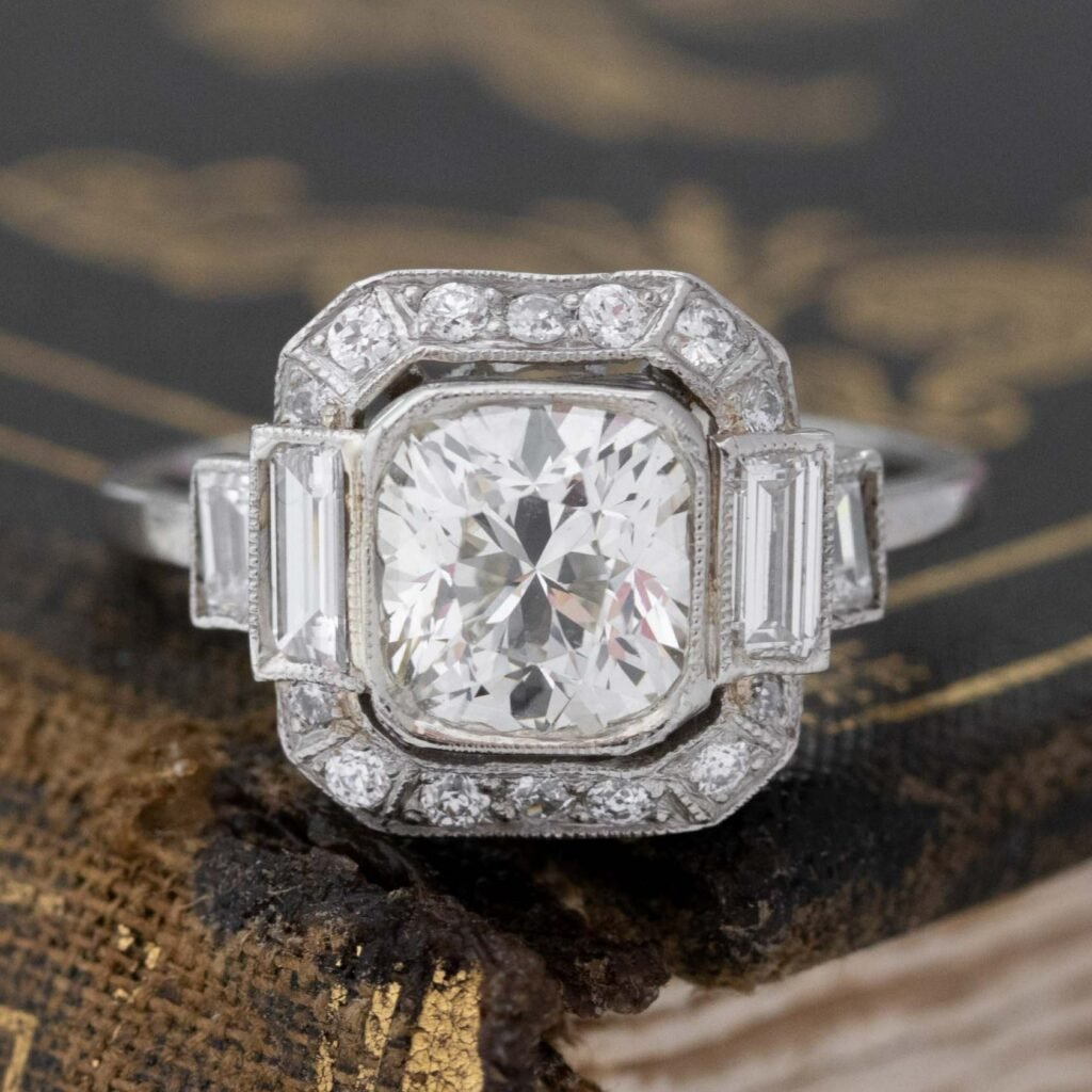2.12ctw Cushion Cut Diamond Halo Ring