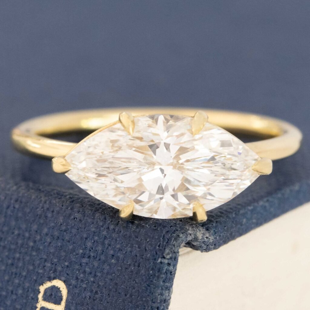 2.35ctw Marquise Cut Diamond Hidden Halo Solitaire, GIA