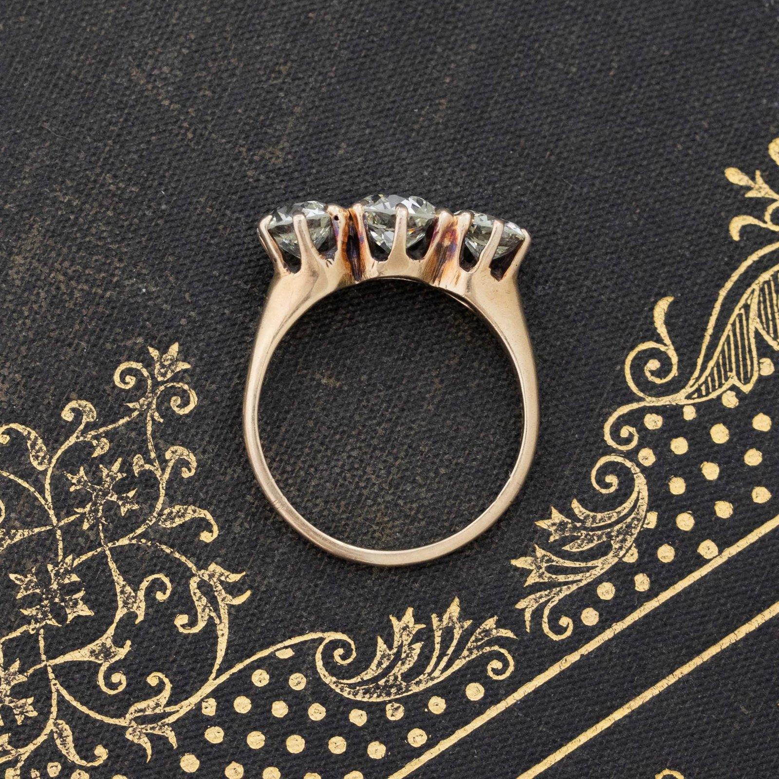 2.35ctw Vintage Old European Cut Diamond Trilogy Ring - Image 6