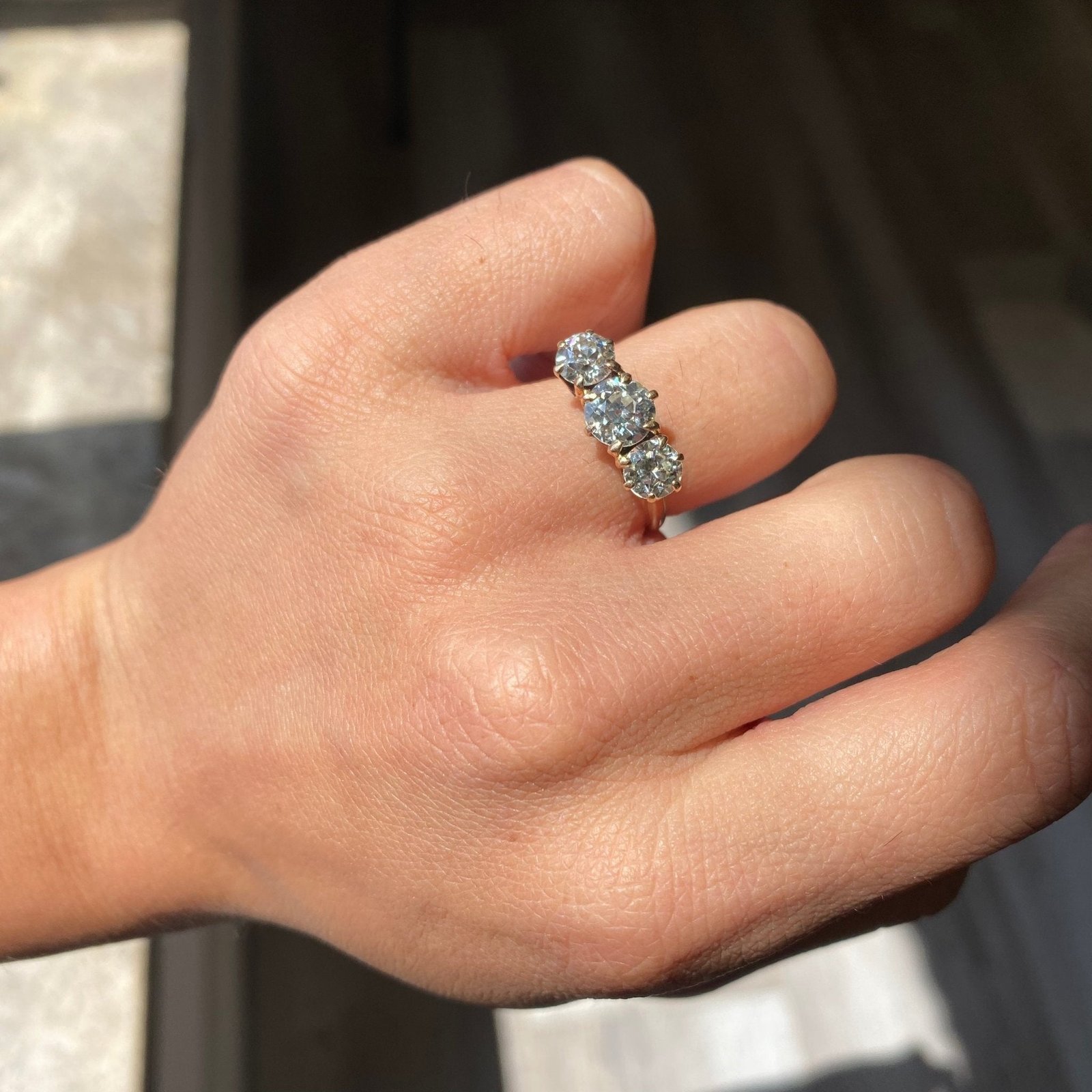2.35ctw Vintage Old European Cut Diamond Trilogy Ring - Image 2
