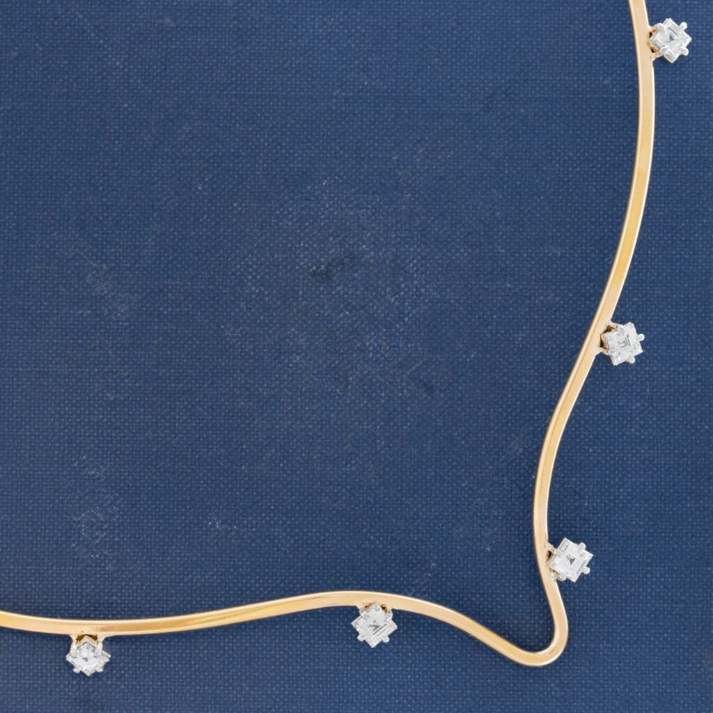 2.36ctw Vintage Carre Cut Diamond Scatter Drop Collar