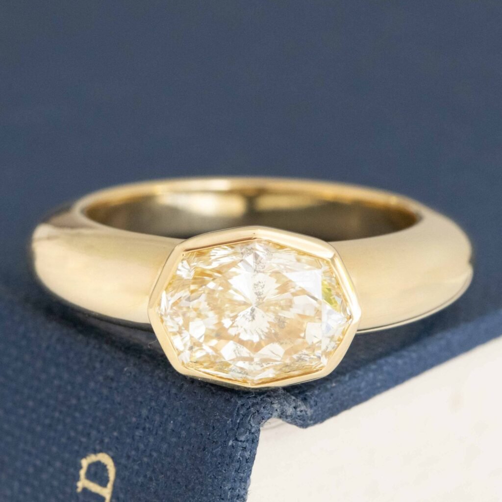 2.42ct Octagonal Radiant Cut Diamond Bezel Solitaire, GIA