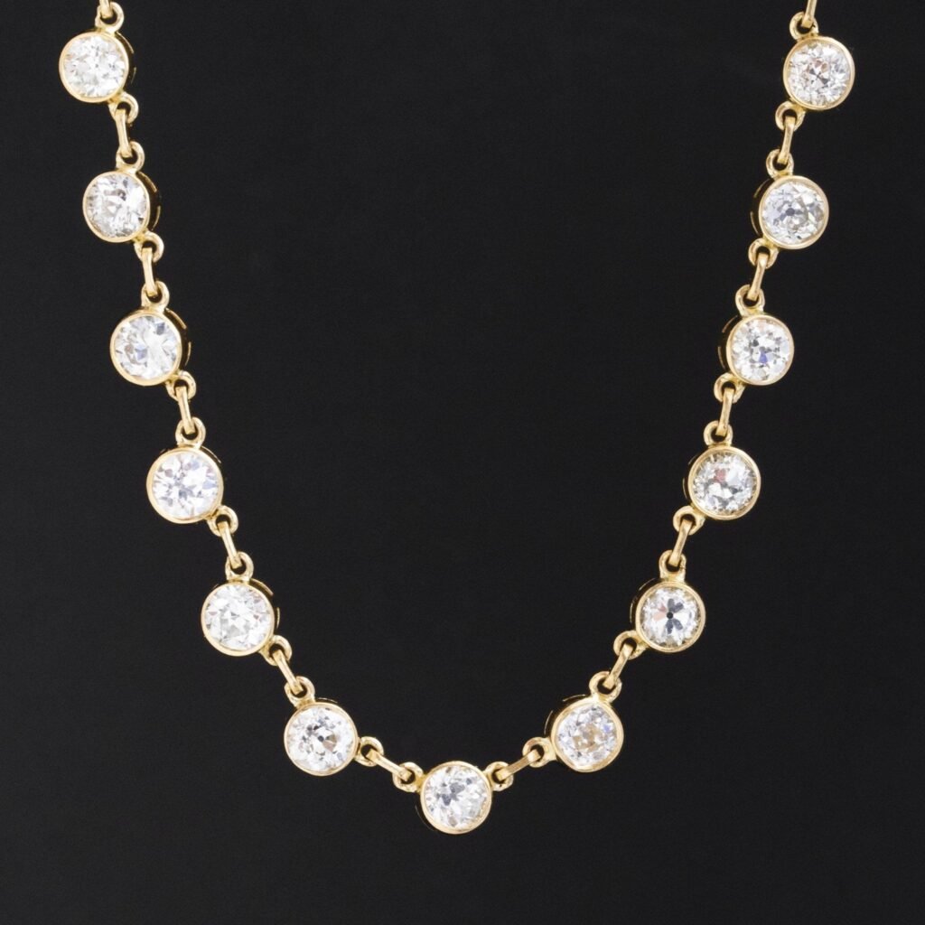 25.81ctw Old European Cut Diamond Riviere Station Necklace