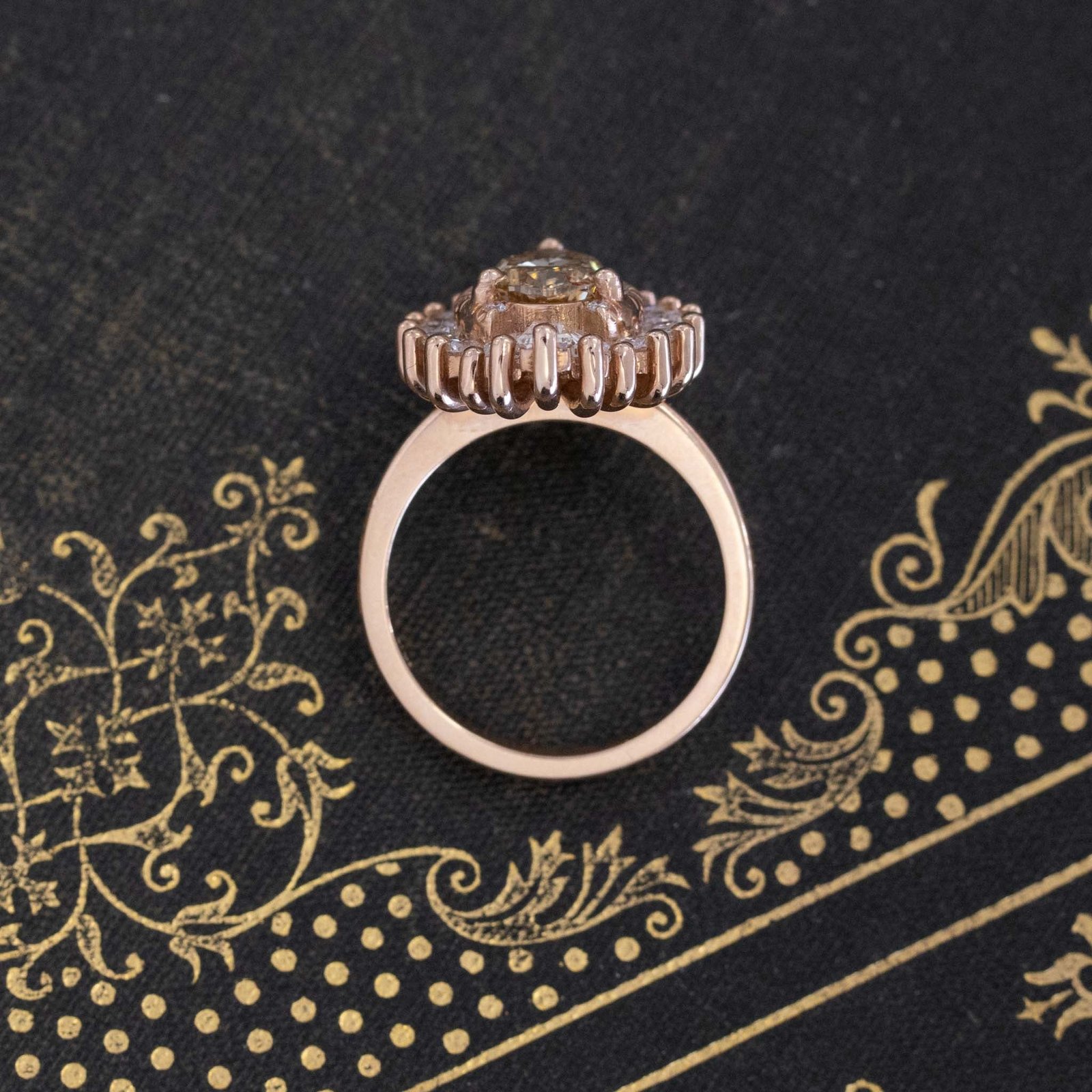 2.60ctw Fancy Brown Pear Cut Diamond Ballerina Ring, by Heidi Gibson - Image 5