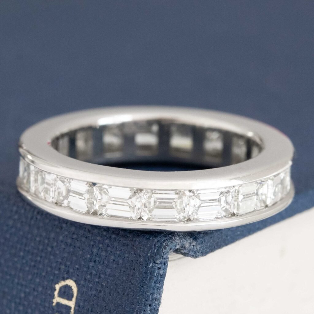 2.62ctw Emerald Cut Diamond Channel Set Eternity Band