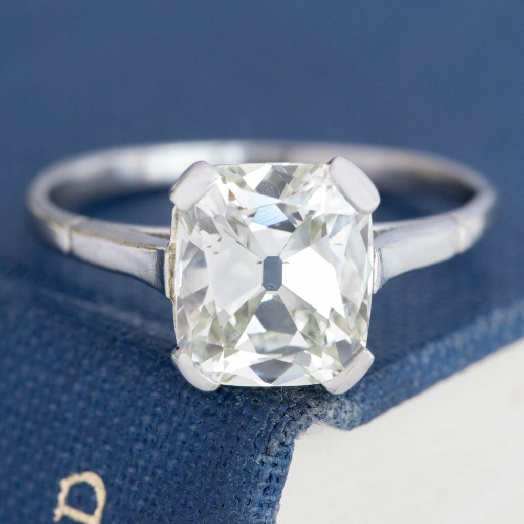2.64ct Antique Cushion Cut Diamond Solitaire, GIA
