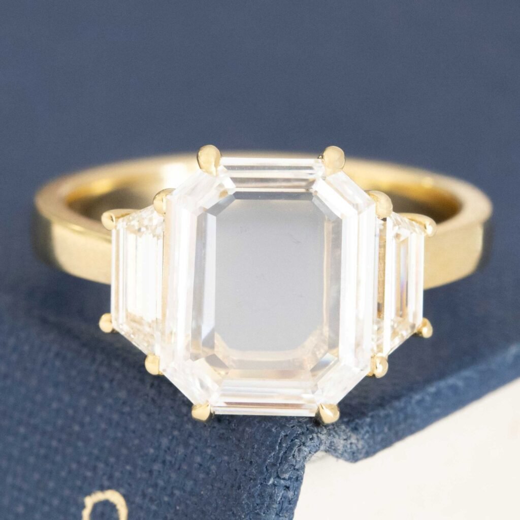 2.69ctw Portrait Cut Diamond Trilogy Ring, GIA